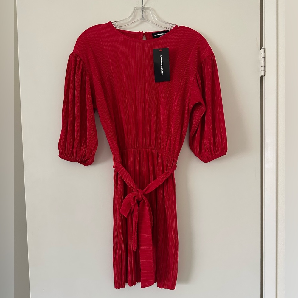 ASOS Another Reason plisse t-shirt dress with tie waist - Size US 6